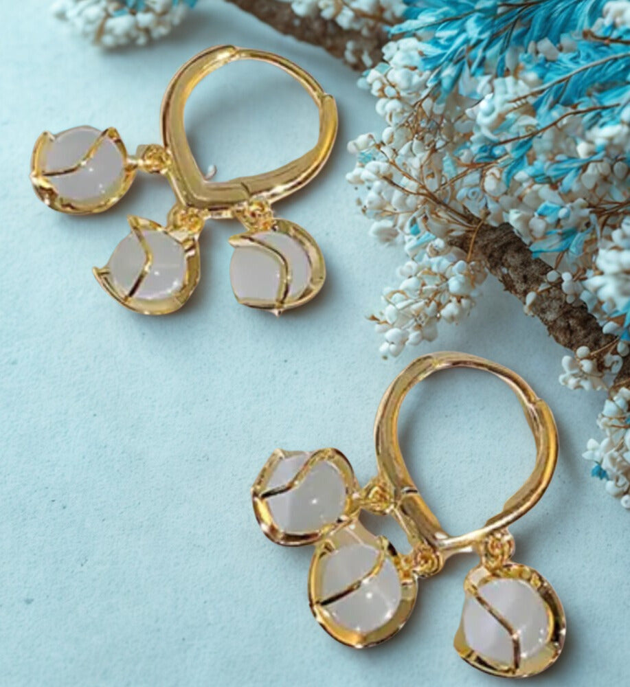 Hoop Korean Opal Stone Ball Earings