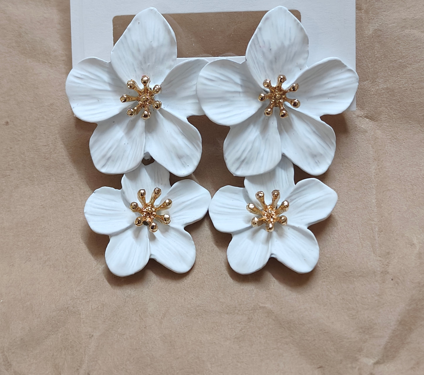 Double Flower Drop Earrings