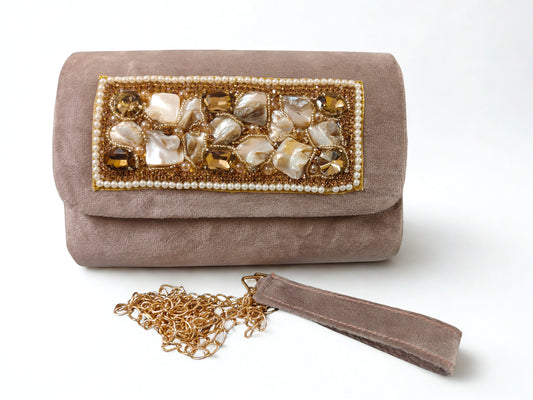 Crystal flap Ethnic Handmade clutch