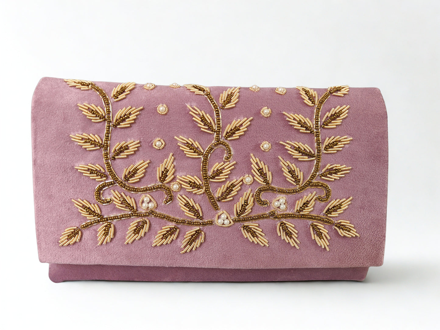 Velvet Handmade Embroidery Party Clutch