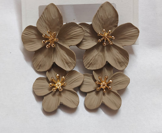 Double Flower Drop Earrings